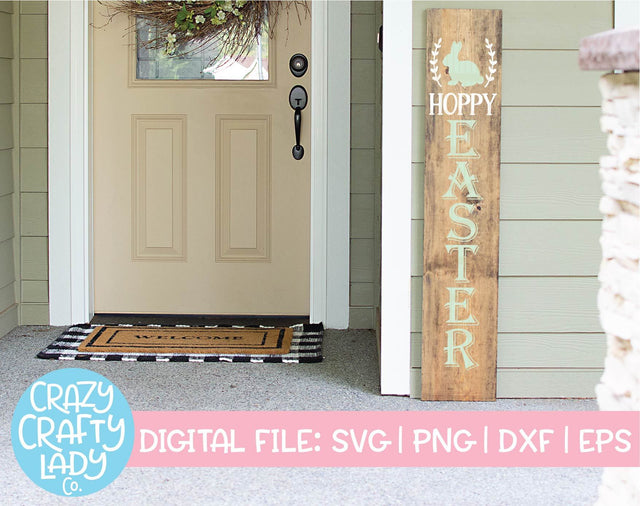 Hoppy Easter | Porch Sign SVG Cut File SVG Crazy Crafty Lady Co. 