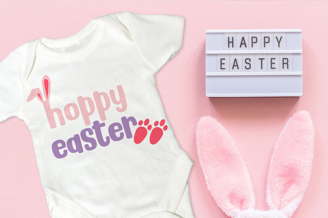 Hoppy Easter with Bunny Ears and Feet SVG SVG Designed by Geeks 
