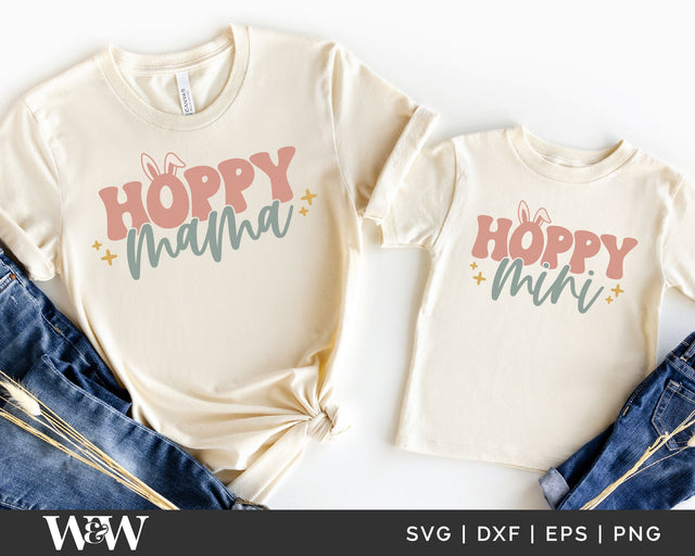 Hoppy Mama & Hoppy Mini SVG | Mommy and Me Easter SVG SVG Wood And Walt 