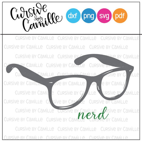 Horn Rimmed Glasses Nerd Cut File SVG Cursive by Camille 