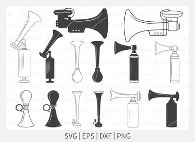 Horn Svg, Horns silhouette, Air Horn svg, Bicycle air horn, GAS Horn Svg, PRO Horn Speaker svg, Trumpet Horn svg, Trumpet Car Air Horn, Svg SVG Dinvect 