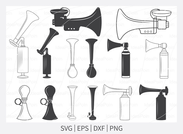 Horn Svg, Horns silhouette, Air Horn svg, Bicycle air horn, GAS Horn Svg, PRO Horn Speaker svg, Trumpet Horn svg, Trumpet Car Air Horn, Svg SVG Dinvect 