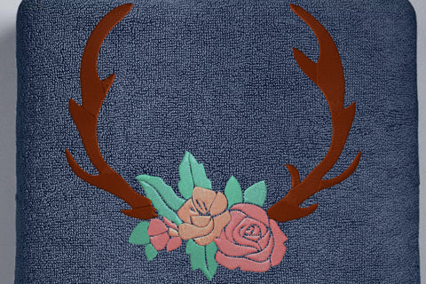 Horns and flower monogram frame , machine embroidery Embroidery/Applique DESIGNS embroidery-workshop 