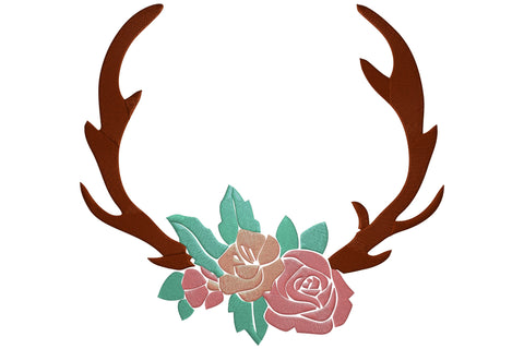 Horns and flower monogram frame , machine embroidery Embroidery/Applique DESIGNS embroidery-workshop 