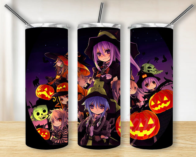 Horror Anime 20oz Skinny Tumbler Png, Anime Halloween Tumbler, Anime Tumbler, Instant Digital Download Png, Straight Skinny Tumbler Wrap Halloween Sublimation BouDesign 