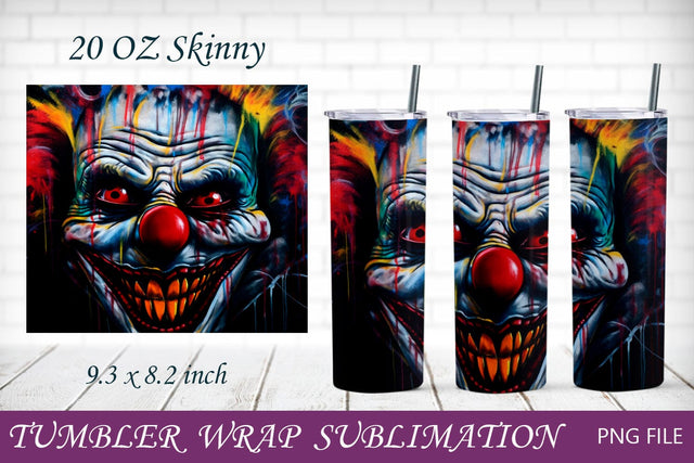 Horror clown png, Neon halloween tumbler wrap, Scary face sublimation Sublimation AnastasiyaArtDesign 
