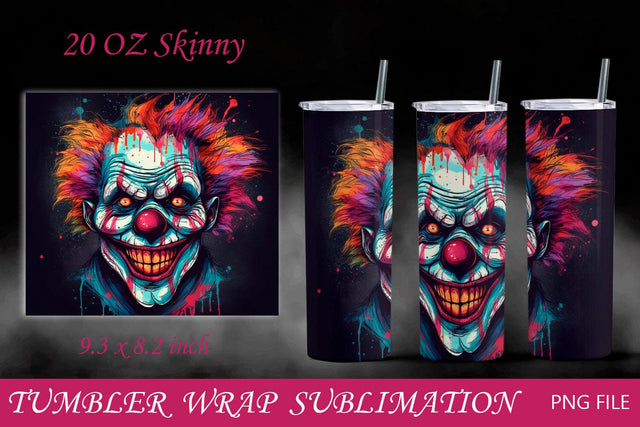 Horror clown tumbler wrap, Halloween 20 oz, Spooky png Sublimation AnastasiyaArtDesign 