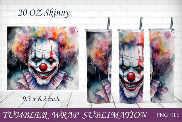 Horror clown tumbler wrap, Halloween 20 oz tumbler sumblimation Sublimation AnastasiyaArtDesign 