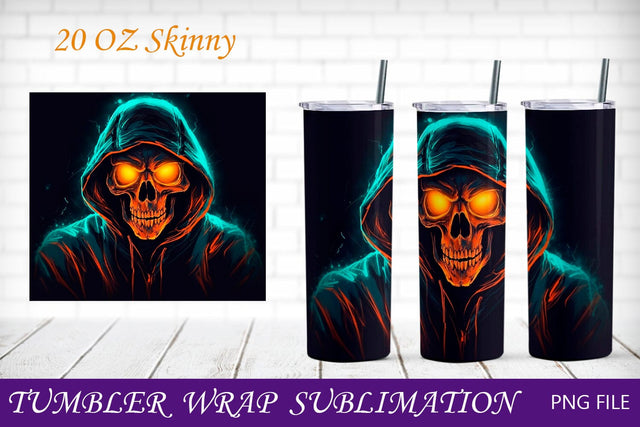 Horror grim reaper tumbler wrap, Skull sublimation, Halloween 20 oz skinny Sublimation AnastasiyaArtDesign 