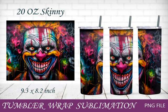 Horror halloween tumbler wrap, Scary face clown png sublimation Sublimation AnastasiyaArtDesign 