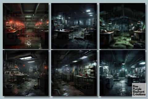 Horror Laboratory | Scary Halloween Digital Pattern Fine Purple Elephant Creations 