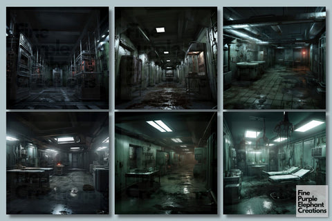 Horror Laboratory | Scary Halloween Digital Pattern Fine Purple Elephant Creations 