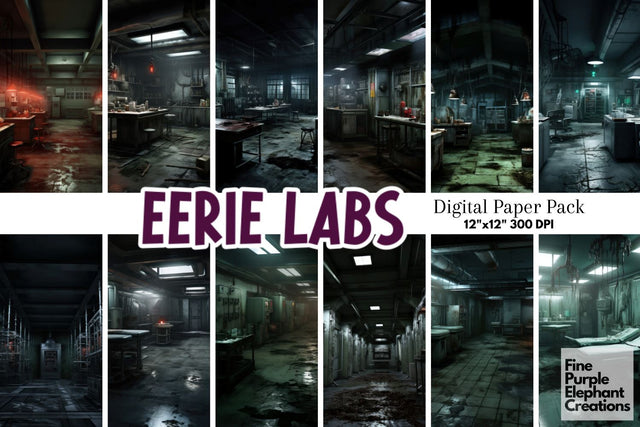 Horror Laboratory | Scary Halloween Digital Pattern Fine Purple Elephant Creations 