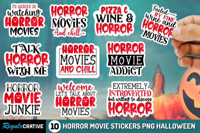 Horror Movie Stickers Png Bundle Sublimation Regulrcrative 