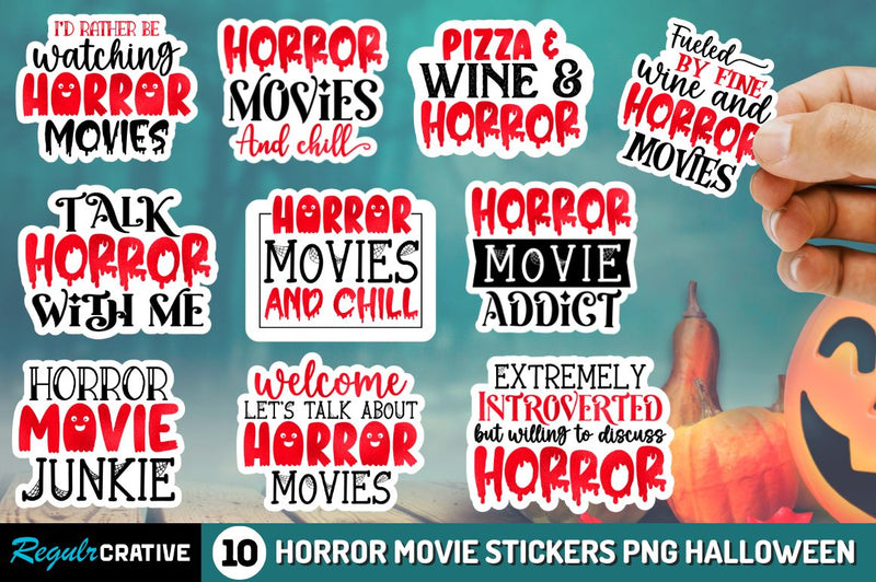 Horror Vector Stickers Horror Movie Stickers Png Bundle - So Fontsy