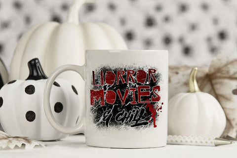 Horror Movies and Chill PNG | Halloween Sublimation Design | VIP Extended Use License Sublimation So_Fontsy_VIP 