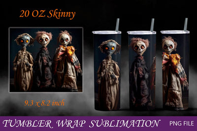 Horror tumbler, Halloween tumbler 20 oz, Creepy voodoo dolls Sublimation AnastasiyaArtDesign 