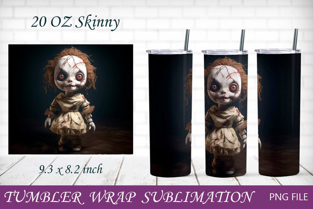 Horror tumbler wrap, Halloween scary doll tumbler sublimation Sublimation AnastasiyaArtDesign 