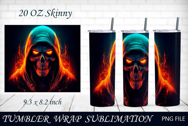 Horror tumbler wrap png, Skull halloween 20 oz skinny tumbler wrap Sublimation AnastasiyaArtDesign 