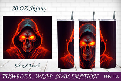 Horror tumbler wrap with grim reaper, 20 oz Halloween skull sublimation Sublimation AnastasiyaArtDesign 