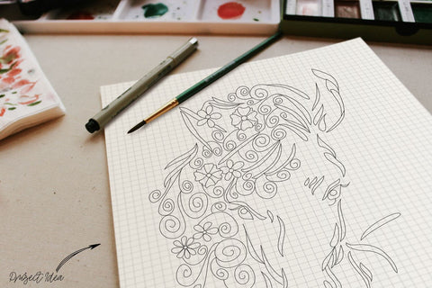 Horse 1 - Single line for Foil Quill | Digi Stamp | Incl Printable Background Sketch DESIGN DrawnTogether with love 