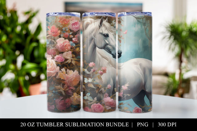 Horse 20 oz Skinny Tumbler Sublimation Design PNG Sublimation BijouBay 