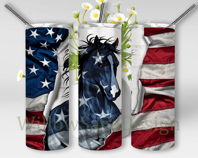 Horse 20oz Skinny Tumbler, American Flag Horse Tumbler Png, 4th Of July Png, Horse Patriot Tumbler Wrap, Independence Day Png, Horse Lover Sublimation Design, Digital Download Sublimation WillowSageDesign 