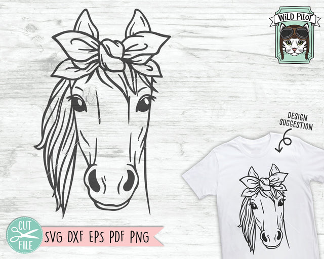 Horse Bandana SVG, Horse SVG, Horse Cut File, Horse With Bandana SVG, Bandana Horse SVG, Animal Face SVG, Horse With Scarf SVG, Horse Head Scarf SVG SVG Wild Pilot 