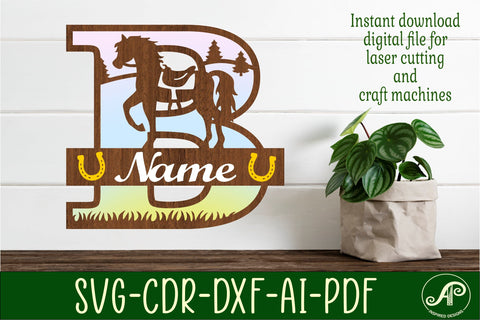Horse Capital Monogram Letter B SVG File SVG APInspireddesigns 