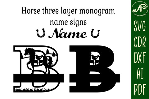 Horse Capital Monogram Letter B SVG File SVG APInspireddesigns 
