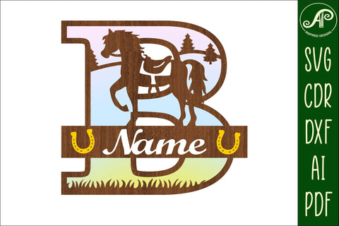 Horse Capital Monogram Letter B SVG File SVG APInspireddesigns 