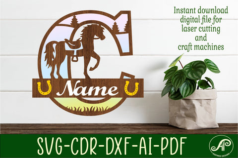 Horse Capital Monogram Letter C SVG File SVG APInspireddesigns 