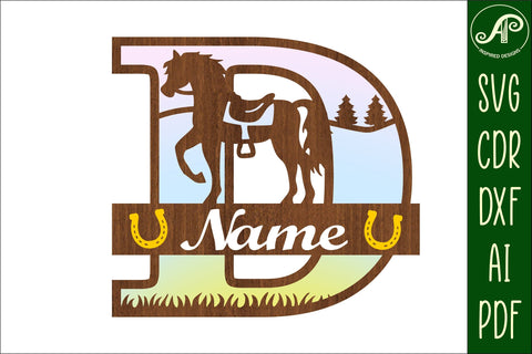 Horse Capital Monogram Letter D SVG File SVG APInspireddesigns 