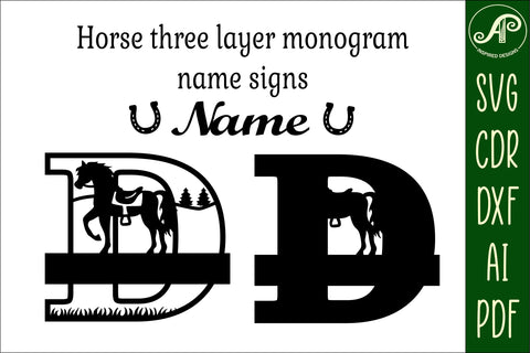 Horse Capital Monogram Letter D SVG File SVG APInspireddesigns 