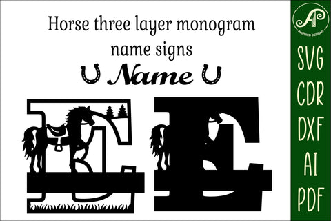 Horse Capital Monogram Letter E SVG File SVG APInspireddesigns 