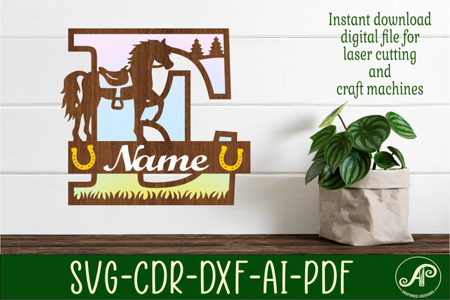 Horse Capital Monogram Letter E SVG File SVG APInspireddesigns 