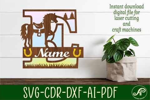 Horse Capital Monogram Letter E SVG File SVG APInspireddesigns 