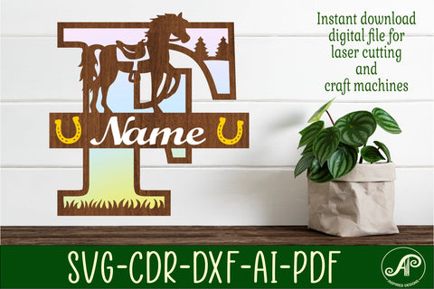 Horse Capital Monogram Letter F SVG File SVG APInspireddesigns 