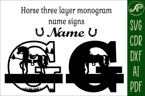 Horse Capital Monogram Letter G SVG File SVG APInspireddesigns 