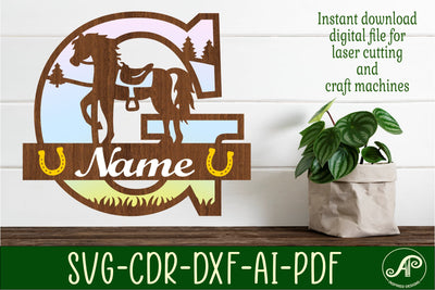 Horse Capital Monogram Letter G SVG File SVG APInspireddesigns 