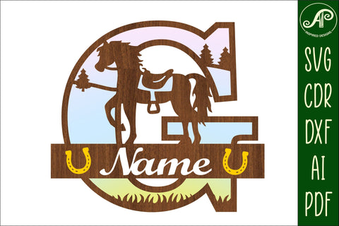 Horse Capital Monogram Letter G SVG File SVG APInspireddesigns 