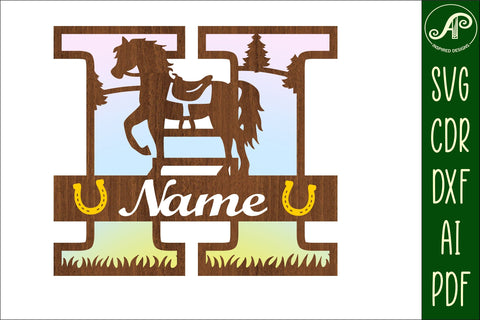 Horse Capital Monogram Letter H SVG File SVG APInspireddesigns 