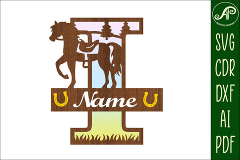 Horse Capital Monogram Letter I SVG File SVG APInspireddesigns 