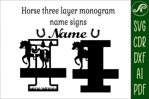 Horse Capital Monogram Letter I SVG File SVG APInspireddesigns 