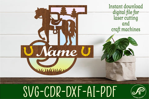Horse Capital Monogram Letter J SVG File SVG APInspireddesigns 