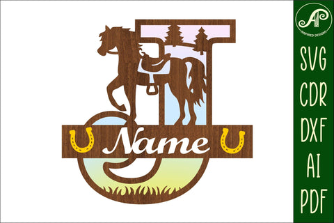 Horse Capital Monogram Letter J SVG File SVG APInspireddesigns 