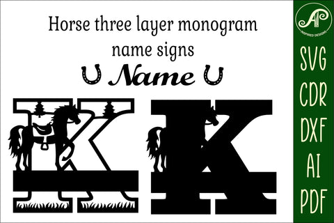 Horse Capital Monogram Letter K SVG File SVG APInspireddesigns 