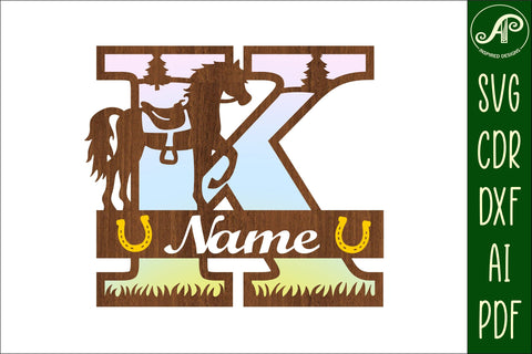 Horse Capital Monogram Letter K SVG File SVG APInspireddesigns 