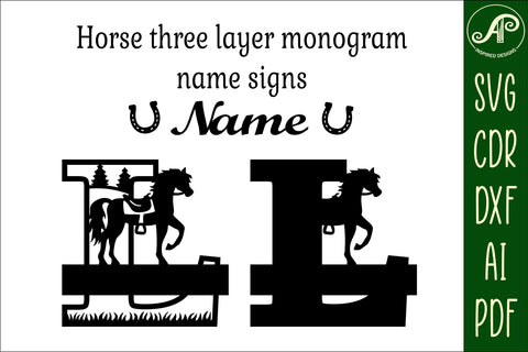 Horse Capital Monogram Letter L SVG File SVG APInspireddesigns 