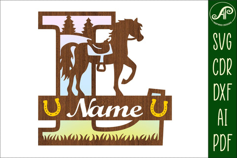 Horse Capital Monogram Letter L SVG File SVG APInspireddesigns 